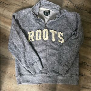 Roots Heather Gray Half-Zip Pullover with Cream Lettering